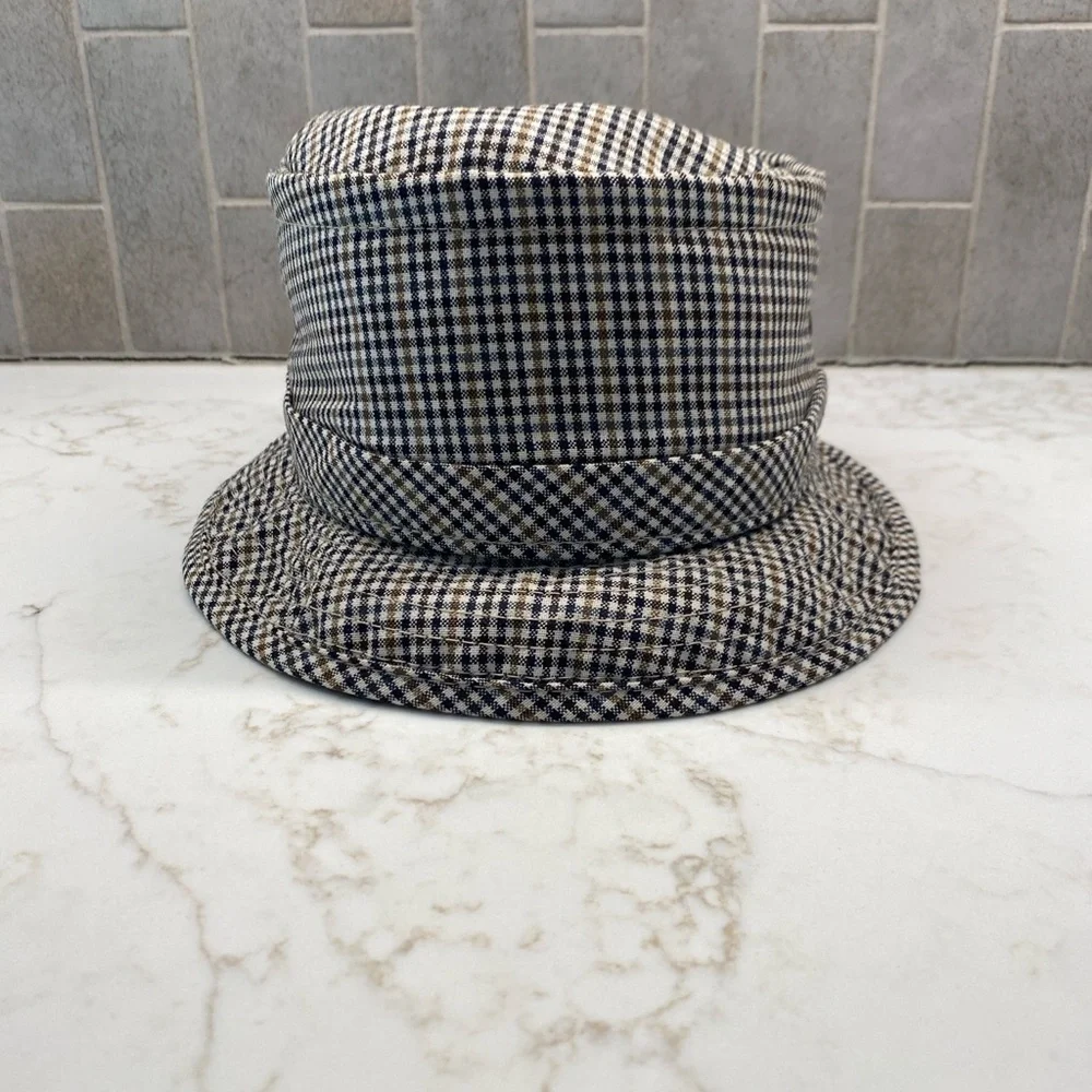 J. Crew Wool Bucket Hat Heritage Classic Preppy Gingham Black Brown Cream S/M